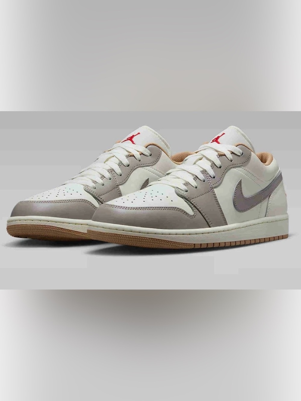 Air Jordan 1 Low Men's Multi Sz Sail/Fire Red-College Grey 553558-169 Size 8